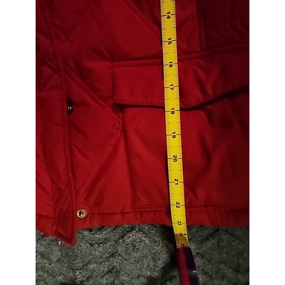 Lands End Womens sz Small Goose Down red Puffer Vest With Hood preppy outdoors - Picture 12 of 12